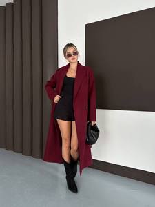 Elegant <b>Burgundy</b> Casual Autumn Regular <b>Trench</b> <b>Coat</b> Regular Sleeve Shirt Collar Double Breasted Polyester/Cotton Reversible - Product Image 6