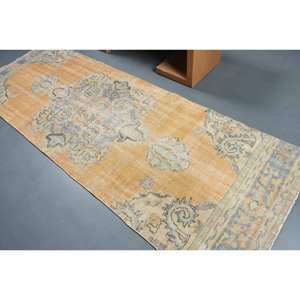 Alfombra de lana de retazos azul naranja Vintage 3,4X9,7 pies tejido plano turco para decoración para sala de estar para uso en automóvil - Product Image 4