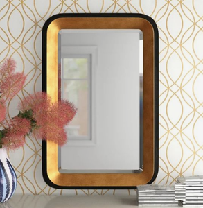 Espejo de pared de diseño único hecho a mano, espejo de pared con marco de Metal de Color dorado de estilo contemporáneo para baño montado en la pared - Product Image 1