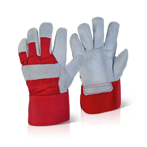 Gants de gréeur canadiens OEM Gants de sécurité industrielle en cuir fendu de vache jaune pour le soudage, la construction et le jardinage - Product Image 1