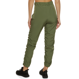 กางเกงขายาวผู้หญิงไซส์ใหญ่คุณภาพสูงสำหรับฤดูใบไม้ผลิ ทรงเลกกิ้งขาบาน ด้านหน้าเรียบ ระบายอากาศได้ดี มีเชือกผูกเอว สไตล์ลำลอง สีพื้น - Product Image 2