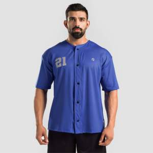 Baseball Tee Set Blue Polyester XL and 5XL Sizes Embroidered Sublimation Printed Logo Short Sleeves Tops with Number Pattern - Product Image 1