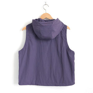 Purple Women's Hooded Softshell Waistcoat <b>Zip</b>-<b>Up</b> Windproof Waterproof Outerwear with Pockets Front Logo Running Hiking Golf - Product Image 2