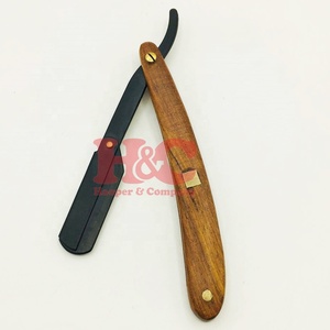 Rasoirs professionnels pour barbiers, manche en bois coloré, lame interchangeable, rasoir en acier inoxydable, logo privé accepté, pour salon - Product Image 1