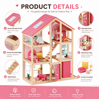 Rumah Boneka Kayu Besar untuk Anak-anak 3 Lantai, Rumah Bermain dengan Perlengkapan Furnitur, Hadiah Mainan Khusus untuk Anak Perempuan |   rumah boneka