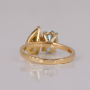 Bague Toi et moi ovale et poire/10k or jaune bague solitaire à la mode Toi et moi bague de mariage pour son cadeau d'anniversaire - Product Image 4