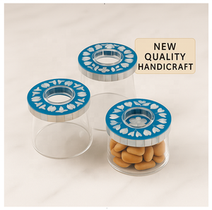 Juego de 3 Recipientes Cuadrados de Acrílico para Almacenamiento, con Tapas de Madera e Incrustaciones de Madreperla, Herméticos y Hechos a Mano, para Alimentos Secos, Ramadán 2026 - Product Image 2