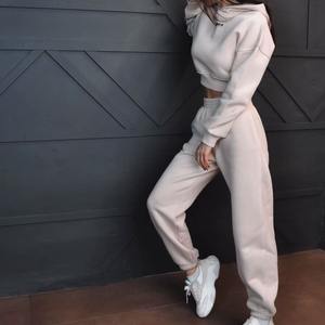 Sudadera con capucha y cremallera desgastada con logotipo personalizado, chándales para mujer, conjuntos de joggers, conjunto de pantalones de chándal de dos piezas para mujer, conjunto de chándal para mujer - Product Image 3