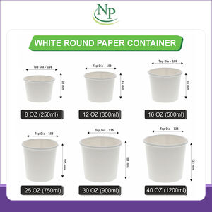 Nueva llegada Biodegradable y a prueba de fugas de color blanco de forma redonda 1200ml envases de papel o cajas para el envasado de alimentos al mejor precio - Product Image 3