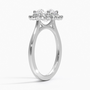 Elegant <b>925</b> Sterling <b>Silver</b> Women's Engagement <b>Ring</b> Classic Halo Design <b>with</b> Cut Center Stone and PavESimulated Diamond - Product Image 3