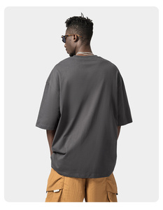 Talla DE LA UE 260gsm camisetas peso pesado lujo de gran tamaño hombro caído logotipo personalizado diseño Casual ropa de calle en blanco camiseta para hombres - Product Image 4