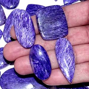 พลอย Charoite สีม่วงธรรมชาติ Cabochon Lot Charoite พลอยแฮนด์เมด ขนาดฟรี Cabochon Lot พลอย Charoite คุณภาพดีที่สุด - Product Image 3