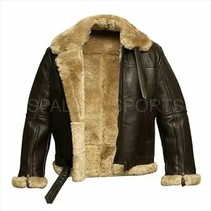 Top qualité Custmaize 2023 prix confortable veste en cuir véritable col en fourrure peau de mouton hommes vestes
