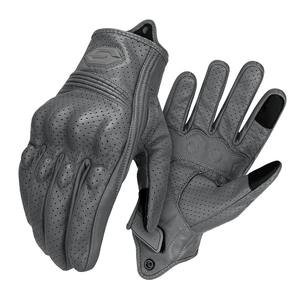 Gants de moto en cuir pour homme, respirants, avec fermeture à cordon, protection pour le motocross et les sports de plein air - Product Image 5