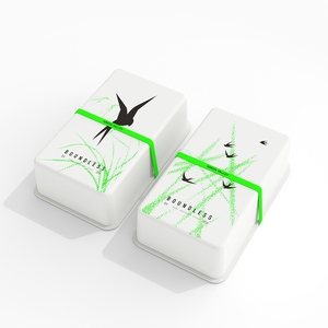 Caja de Embalaje de Perfume de Pulpa Moldeada Biodegradable OEM, Impresión de Golondrina, Banda Elástica Verde Neón, Regalo de Lujo - Product Image 3
