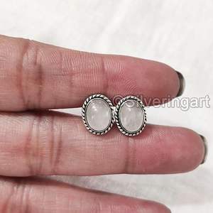 <b>Womens</b> <b>Stud</b> <b>Earring</b> Natural Rose Quartz Gemstone Bohemian <b>Studs</b> <b>Earring</b> Handmade Jewelry 925 Sterling <b>Silver</b> <b>Stud</b> <b>Earring</b> - Product Image 5