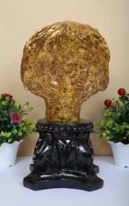 Tête de lion dorée en résine, objet décoratif pour la maison, idéal pour un cadeau, tête de lion noire et dorée - Product Image 2