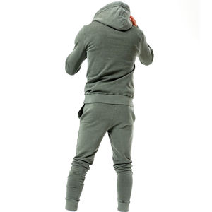 Pantalones de chándal acampanados con lavado ácido de diamantes de imitación de alta calidad, conjunto de 2 piezas con cremallera, chándal Vintage con lavado ácido para hombre - Product Image 2