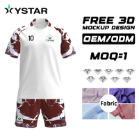 Logo Cetak Digital Berkualitas Tinggi Ystar untuk Kaos Seragam Latihan Vintage Kustom Jersey Sepak Bola 100% Poliester Unisex