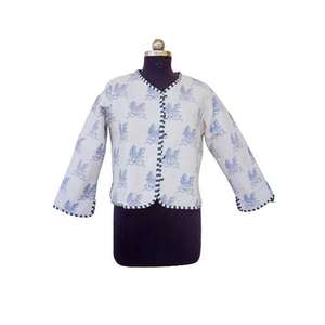 Veste matelassée faite à la main en coton indien, légère, chaude, respirante, à rayures courtes, réversible, vêtement tissé pour toutes les saisons, automne - Product Image 1