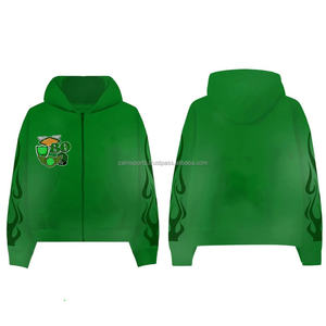 Sudadera con capucha lavada con ácido y cremallera desteñida al sol a la moda para mujer - Product Image 4