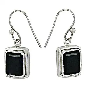 Boucles d'oreilles en argent 925 avec pierre d'onyx, sertissage géométrique en rhodium, religieuses, pour le port quotidien des femmes, mariage, anniversaire, cadeau de fête - Product Image 3