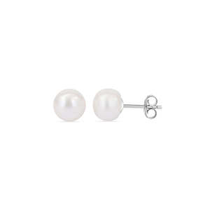 Boucles d'oreilles en argent 925 avec perles d'eau douce blanches de 8mm - Product Image 5