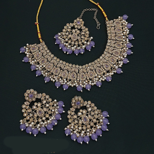 Ensemble de collier ras du cou en cristal autrichien plaqué or de qualité supérieure bijoux ethniques glamour pour les mariées, les festivals et les célébrations - Product Image 5