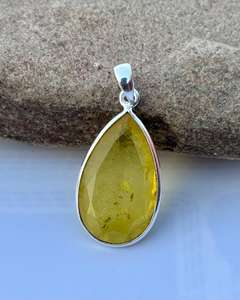 Colgante de zafiro amarillo de Plata de Ley 925, hermoso colgante para mujer. - Product Image 4