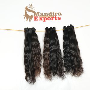 Paquetes de cabello virgen indio negro ondulado natural Cabello humano crudo que no teje extensiones procesadas químicas - Product Image 4
