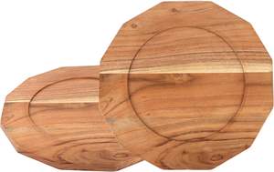 Assiette de présentation en bois d'acacia octogonale de qualité supérieure plat de service en bois naturel pour les fêtes à manger et les mariages décor à la maison - Product Image 2