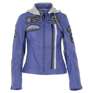 OEM Authentic Leather Jacket High Quality Genuine Leather <b>Hoodie</b> with Wool and Silk Lining Zipper Closure Washed Technics - Product Image 5