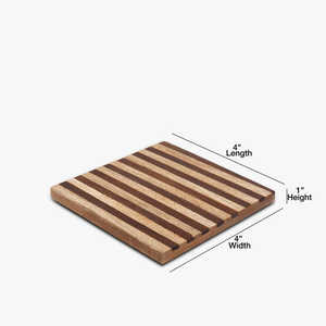 Juego de 4 posavasos cuadrados de madera con soporte de hierro para mesa de comedor Posavasos de barra de madera para mesa de centro Cocina - Product Image 3