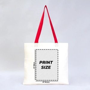Custom Cotton Tote Bag with Red Handles 16 14 (40 35 Cm) Solid Red <b>Color</b> - Product Image 2