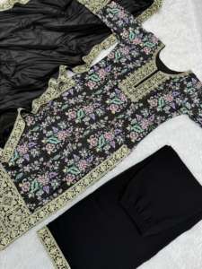 ชุดจีนแท้สามชิ้นสำหรับผู้ใหญ่ชาวปากีสถานและชาวอินเดียชุดซาลวาร์คาเมซทำจากชุดเดรสผ้าตาข่าย - Product Image 5