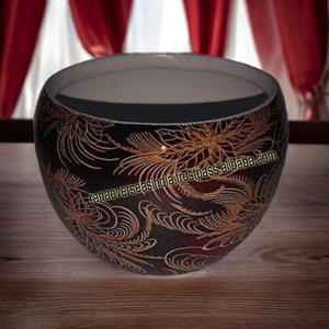 Maceta de metal Meena de calidad superior, maceta redonda de esmalte con patrón clásico para decoración de mesa de hogar y hotel - Product Image 6