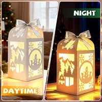 6 lanternes en papier lumineuses en forme de bonhomme de neige et de cerf, boîtes de centre de table scintillantes, pays des merveilles d'hiver, décoration de fête de Noël, décoration de la maison