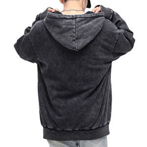 เสื้อฮู้ดดี้ผู้ชายแบบซิป วินเทจ ซักแห้งเร็ว ผ้าฝ้าย 100% ทรงโอเวอร์ไซส์ หนานุ่ม พิมพ์ลายตามสั่ง OEM สำหรับขายส่ง ฤดูหนาว เป็นมิตรกับสิ่งแวดล้อม - Product Image 5