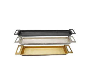 Bandeja Rectangular Grande de Hierro con Asas de Metal Dorado, Borde Ondulado, Hecha a Mano, Ecológica, de Alta Calidad, Diseño Único, Bandeja para Servir - Product Image 2