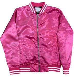 Veste de baseball universitaire de haute qualité pour hommes Bomber en satin de soie à col montant avec logo avant vente en gros veste universitaire - Product Image 6