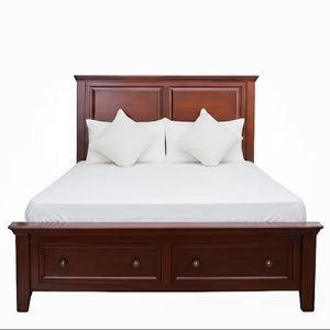 Cama de Almacenamiento Tamaño Queen de Madera Maciza de Acacia P.D.T, Diseño Tradicional Hecho a Mano en Ho Chi Minh City, Estándar de Exportación de EE. UU., No Plegable - Product Image 1