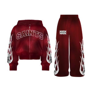 2026 Custom Design Men's <b>Hoodie</b> And Sweatpants Sets Distressed Acid Wash Sweatsuits - Product Image 3