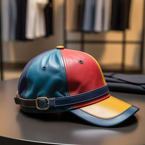 Customize Panel Genuine Leather Cap Unisex Baseball PU Caps OEM Fashion Multi Panel Leather Snap-Back Cap - Product Image 2