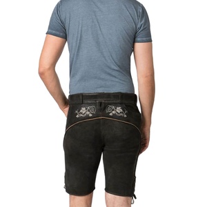 Nuevo Estilo, Pantalones Lederhosen Tradicionales Bávaros Alemanes, de Gamuza de Cabra, Cintura Alta, Alta Calidad, Formales, para Oktoberfest - Product Image 5