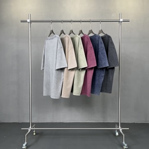 Poids lourd 100% coton personnalisé Boxy recadrée impression lavage à l'acide conception surdimensionné plaine Curling hommes t-shirts Style décontracté - Product Image 3