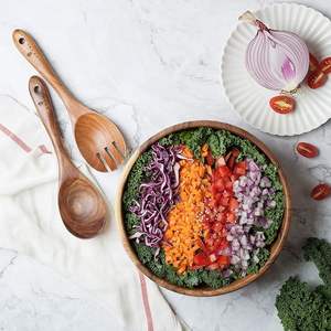 ชามไม้เคลือบธรรมชาติสำหรับบ้านและครัวที่ใส่ใจสิ่งแวดล้อม ชามไม้ทรงกลมคลาสสิกสำหรับเสิร์ฟและตกแต่ง - Product Image 1