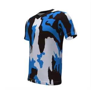 T-shirt camouflage à col en V pour homme, manches courtes, séchage rapide, polyester, décontracté, coupe classique, impression par sublimation, vente en gros - Product Image 5