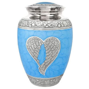 Urnas de Metal de calidad superior Contenedor conmemorativo Tarro Olla Entierro adulto Cenizas Ángel azul con Meena Trabajo a buen precio - Product Image 1