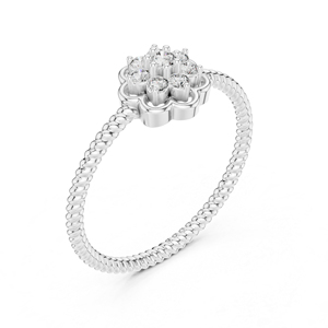 แหวนหมั้นเพชรทรงกลม 0.14 กะรัต ทองคำ 14K สำหรับผู้หญิง |   ได้รับการรับรองจาก IGI สไตล์คลาสสิก - Product Image 4