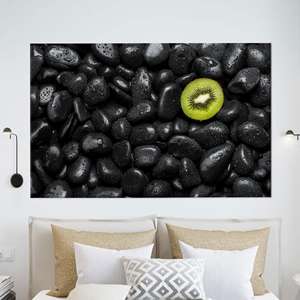 Toile d'art moderne à motif de pierre, décoration murale imprimée à plat avec motif de fruit de kiwi, 1P: Gallery Wrapped - Product Image 1